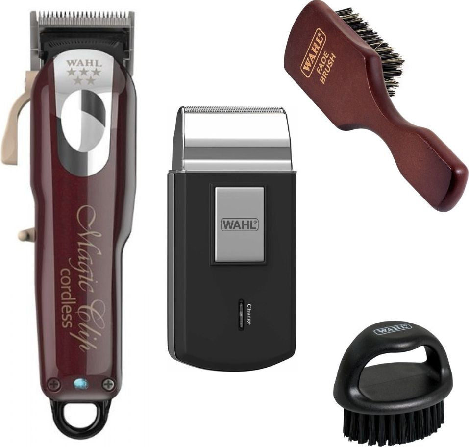 Wahl Set Combo MaSinA De Tuns Magic Clip+Travel Shaver+Fade Brush+Barber Fade Brush